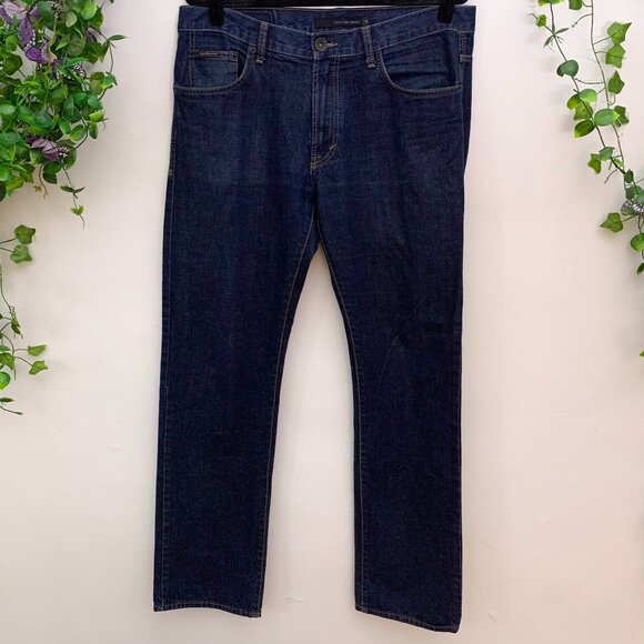 Calvin Klein Men's Straight-Fit Dark Wash Jeans Size 34x34 - Picture 1 of 7